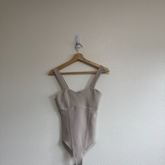 Abercrombie & Fitch Crepe Sweetheart Bodysuit Cream Beige Top Ivory XS - Picture 5 of 6